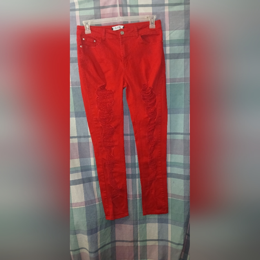 Vibrant Red Skinny Jeans for Women